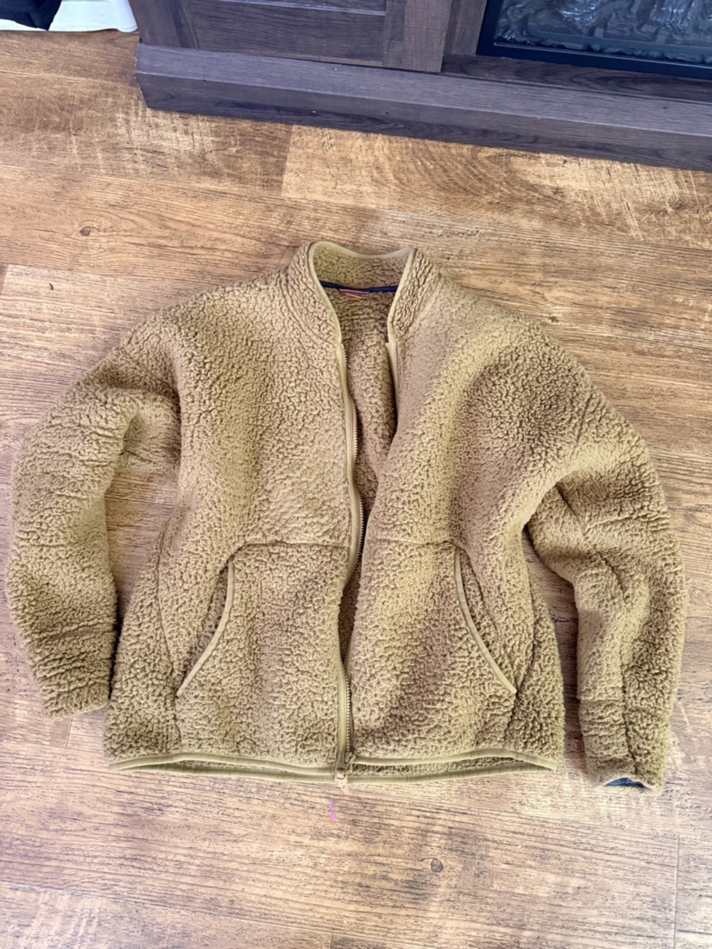 Merrell Tan Sherpa Fleece Jacket with Navy Trim